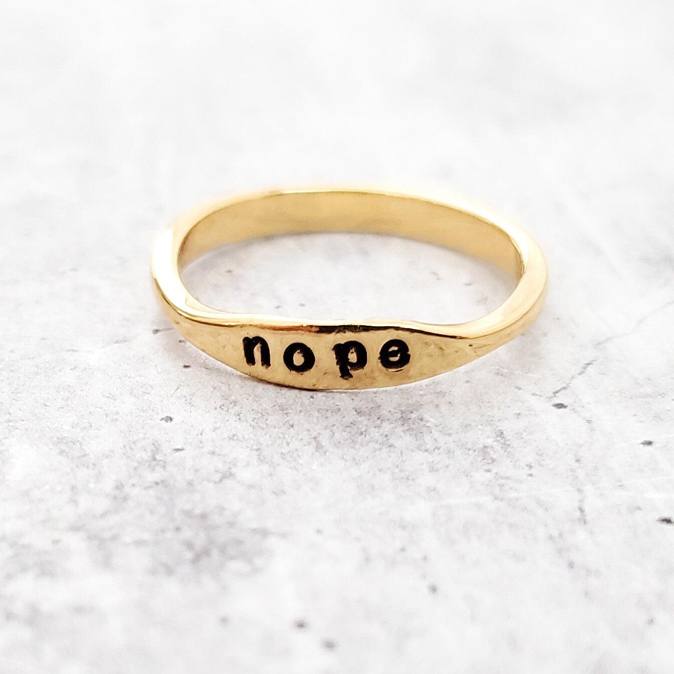 NOPE Dainty Gold Ring by Salt and Sparkle