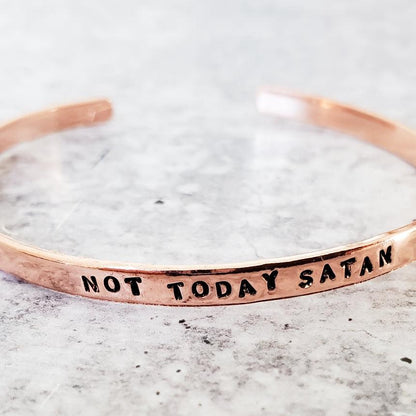 NOT TODAY SATAN Skinny Cuff Bracelet by Salt and Sparkle