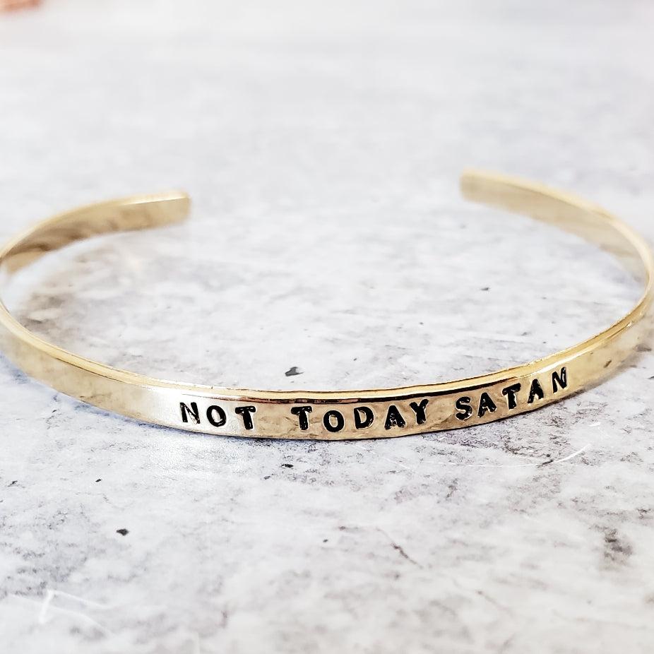 NOT TODAY SATAN Skinny Cuff Bracelet by Salt and Sparkle