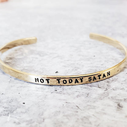 NOT TODAY SATAN Skinny Cuff Bracelet by Salt and Sparkle