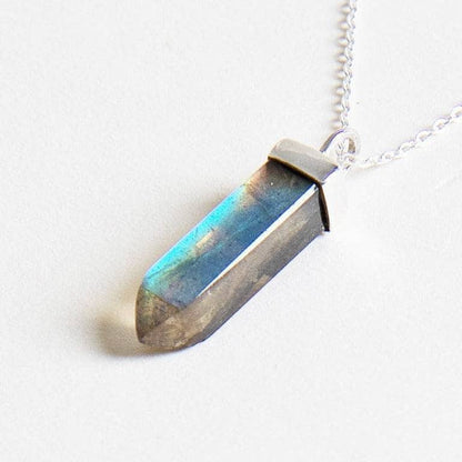 Labradorite Crystal Point Necklace by Tiny Rituals