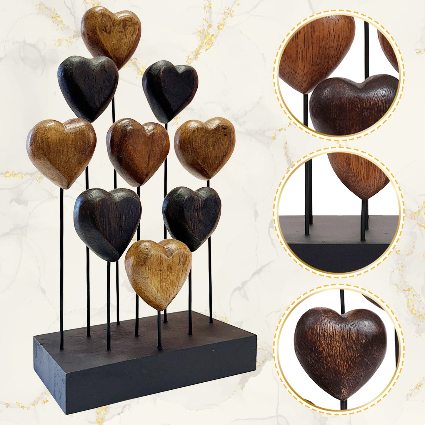 Hearts Handmade Wooden Sculpture by Decozen