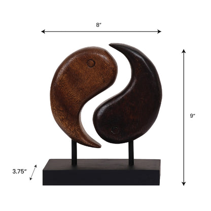 Yin Yang Handmade Wooden Sculpture by Decozen