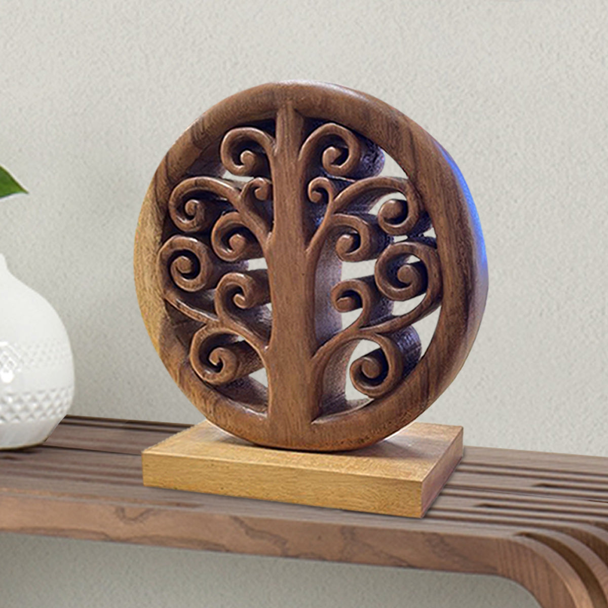 Maloy Tree of Life Wooden Sculpture - Medium by Decozen