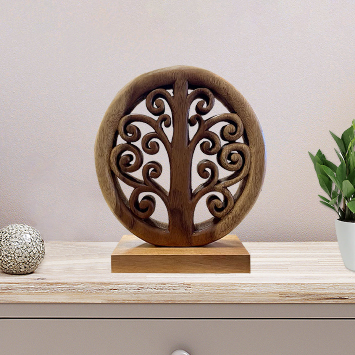 Maloy Tree of Life Wooden Sculpture - Medium by Decozen