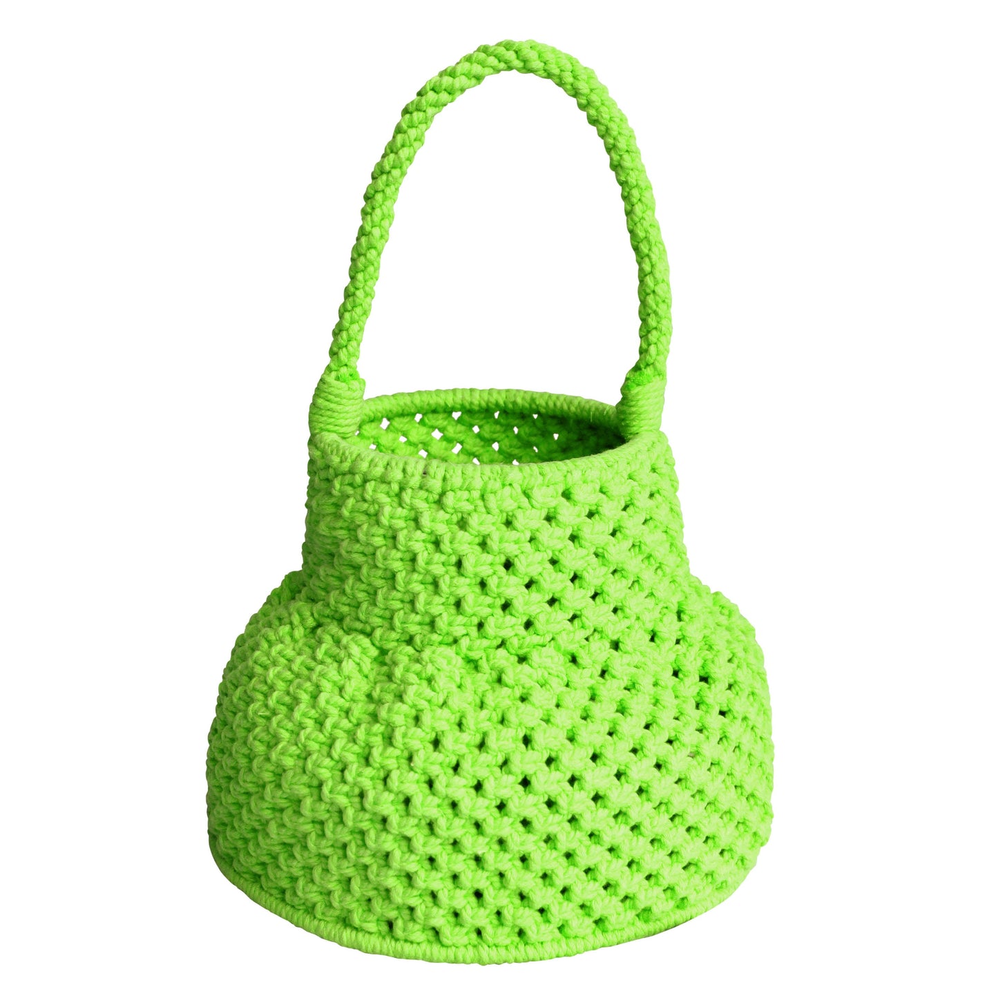 Petite Naga Macrame Bucket Bag In Neon Green by BrunnaCo