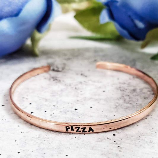 PIZZA Skinny Cuff Bracelet by Salt and Sparkle