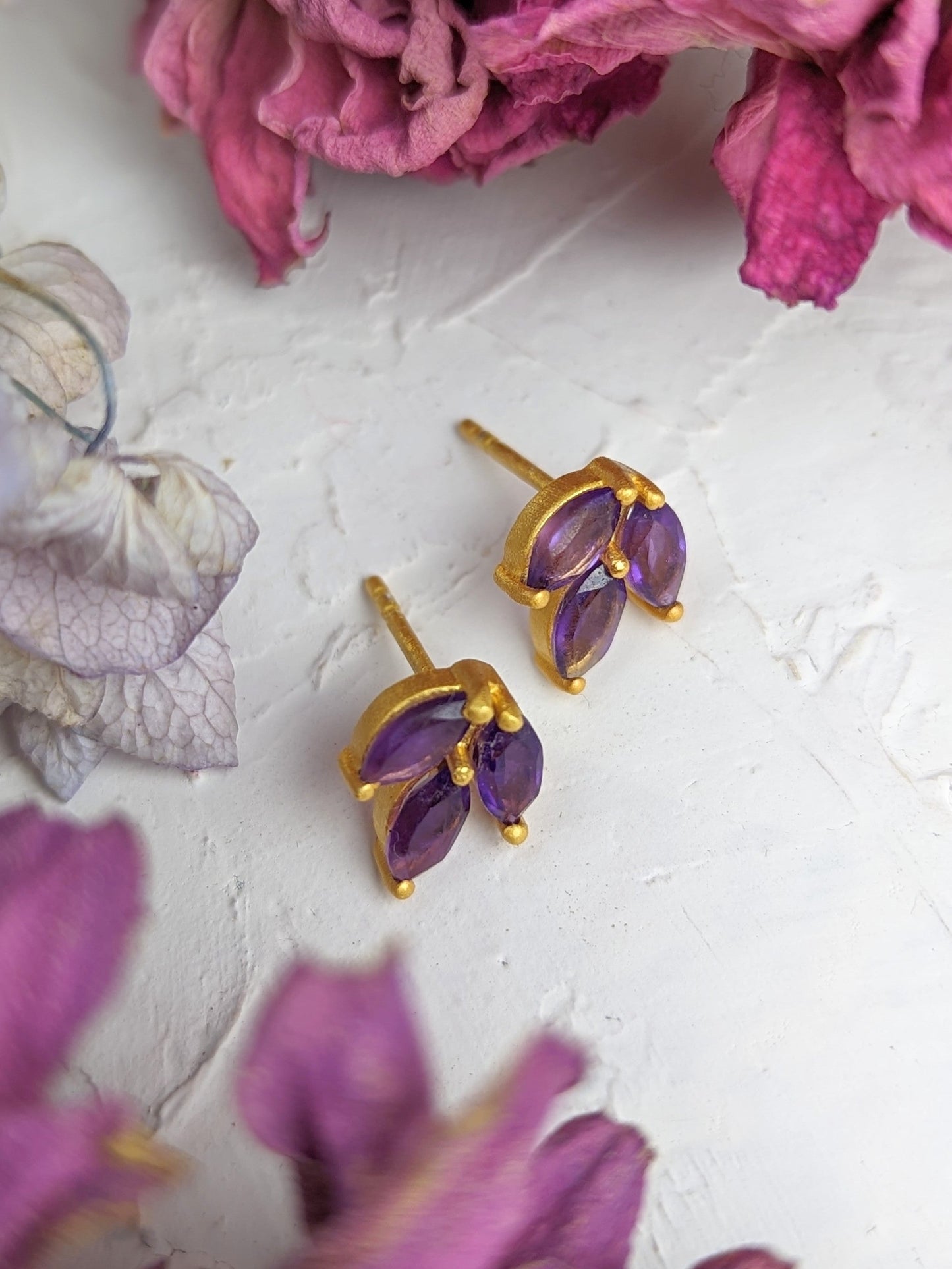 Tri Leaf Stud Earrings by Ash & Rose