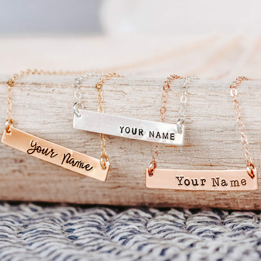 Personalized Bar Necklace by Salt and Sparkle