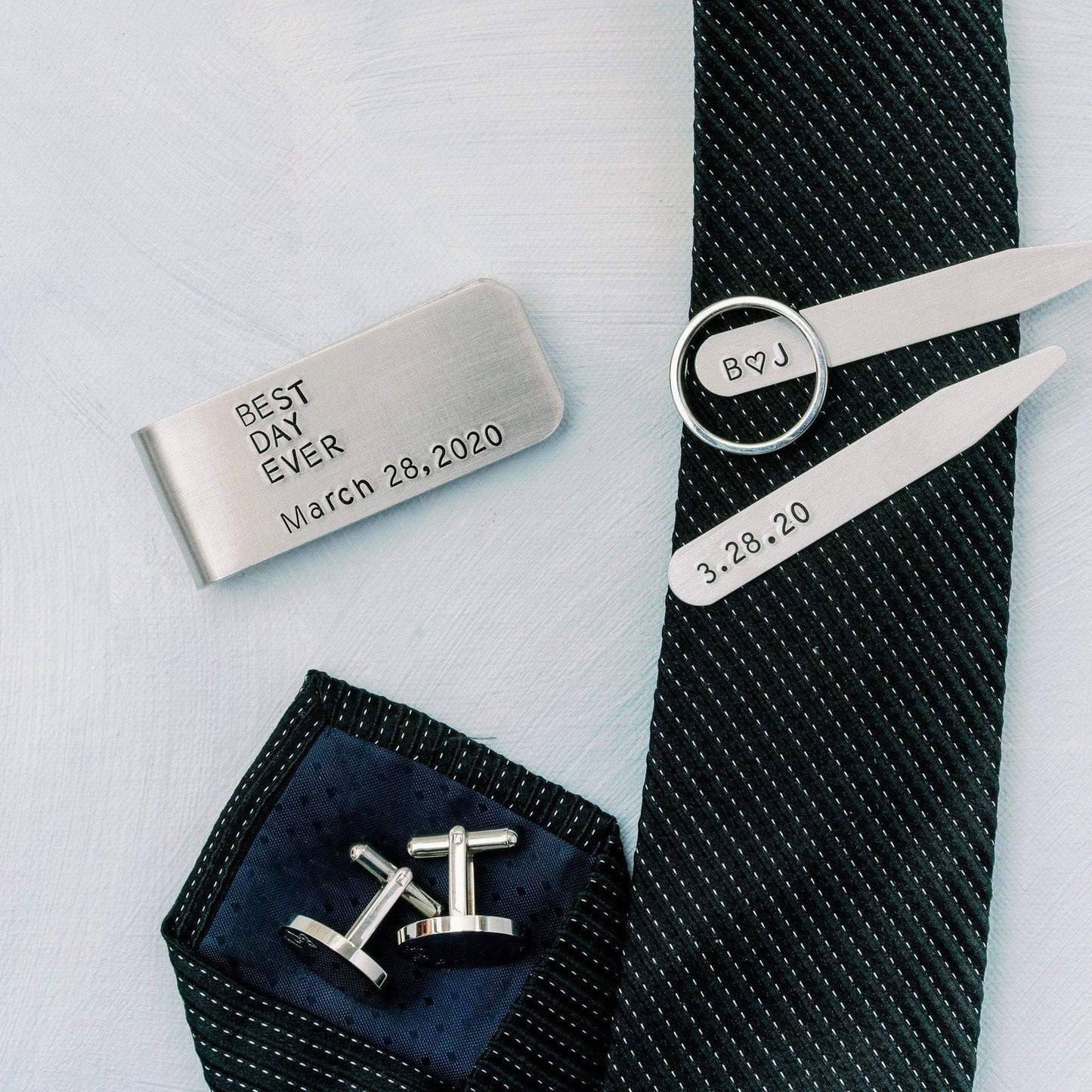 Personalized Collar Stays for Him by Salt and Sparkle