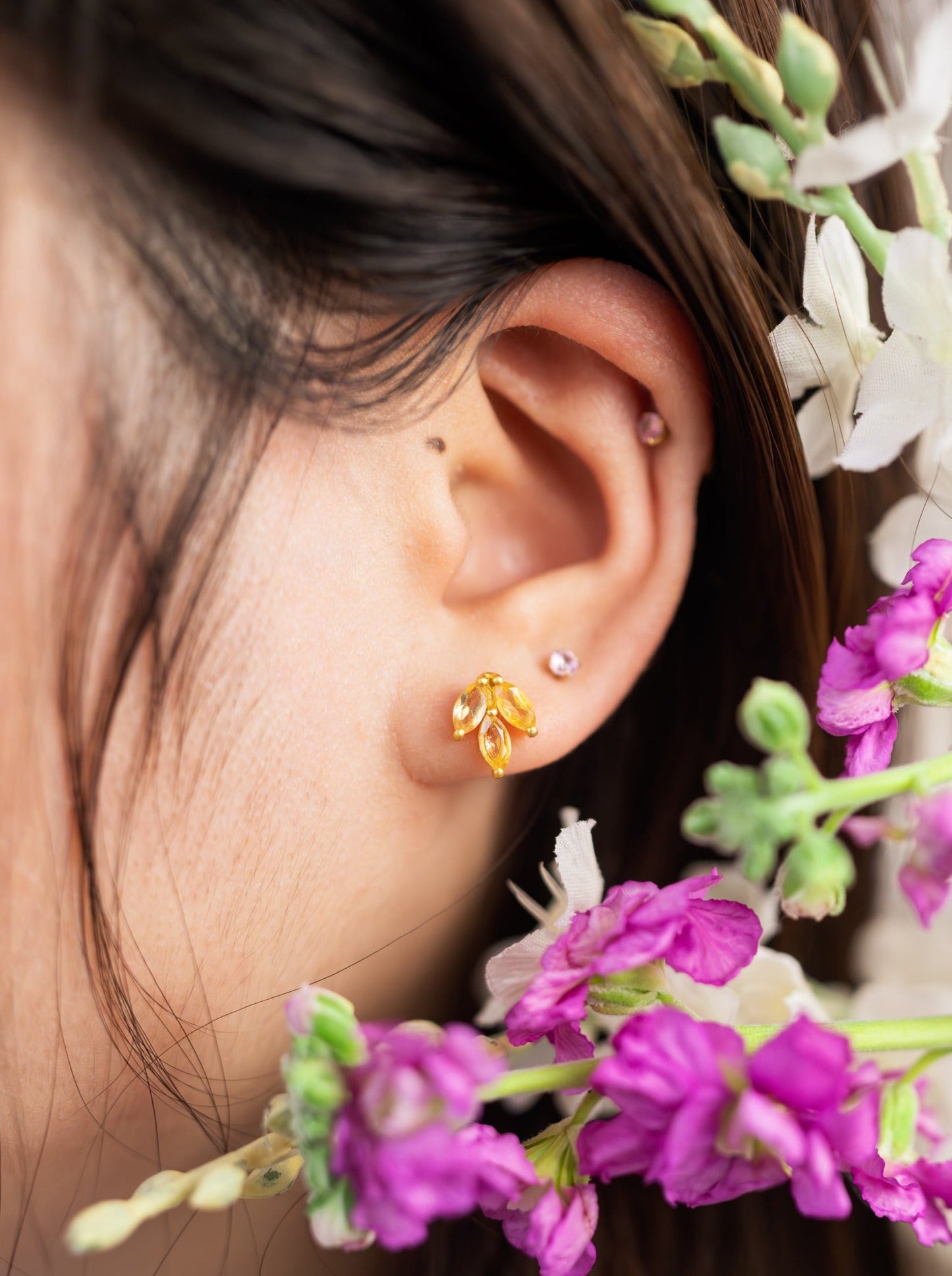 Tri Leaf Stud Earrings by Ash & Rose