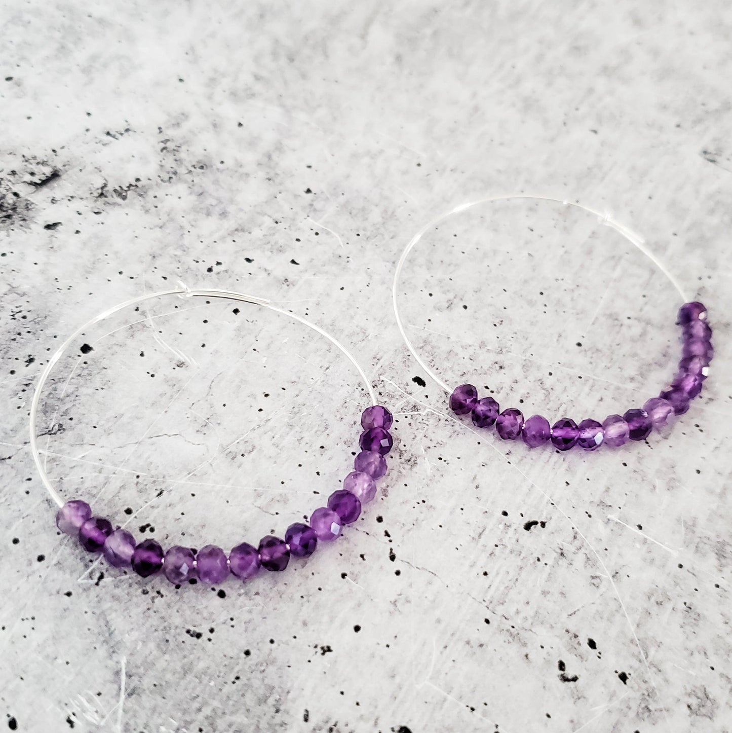 Purple Amethyst Beaded Hoops by Salt and Sparkle