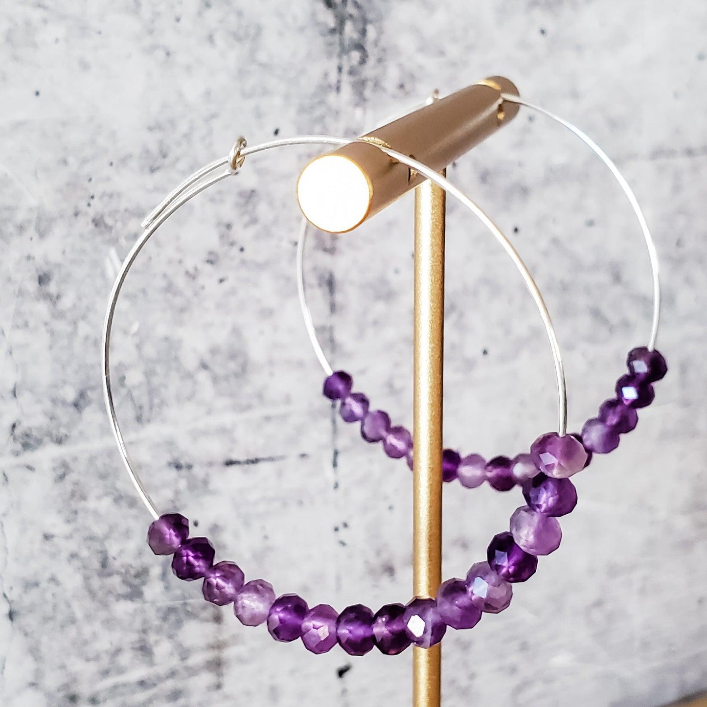 Purple Amethyst Beaded Hoops by Salt and Sparkle