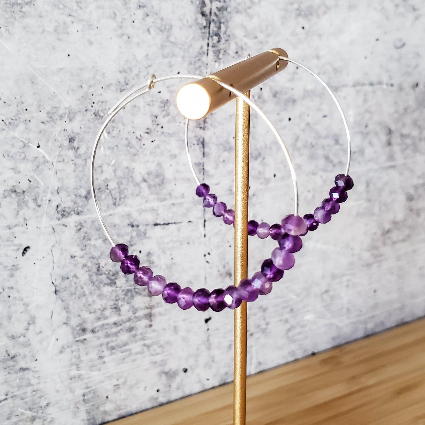 Purple Amethyst Beaded Hoops by Salt and Sparkle