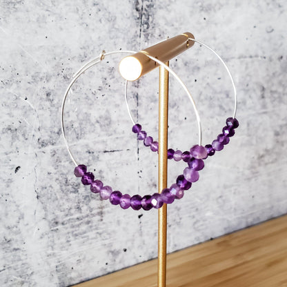 Purple Amethyst Beaded Hoops by Salt and Sparkle