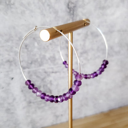 Purple Amethyst Beaded Hoops by Salt and Sparkle