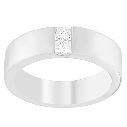 Men's 14K White Gold 1/4 ct.TDW Diamond Channel Band Ring (G-H, VS1-VS2)