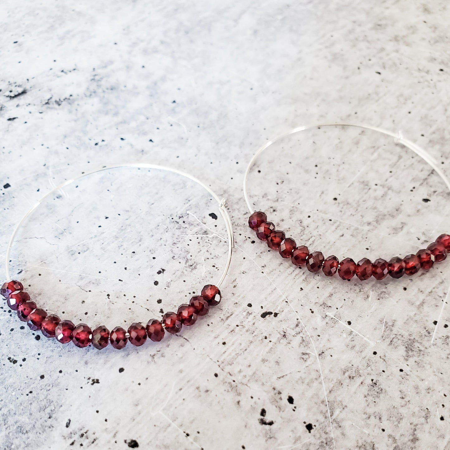 Red Garnet Beaded Hoops by Salt and Sparkle