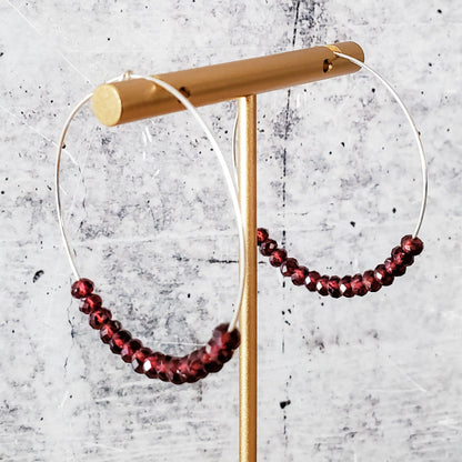 Red Garnet Beaded Hoops by Salt and Sparkle