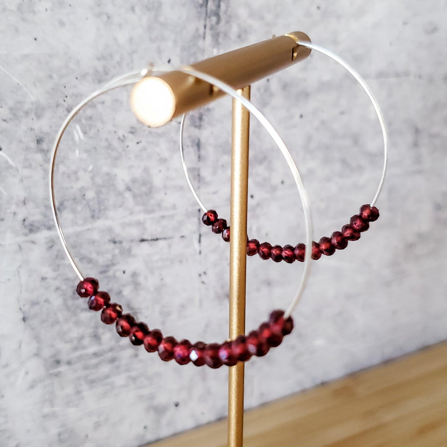 Red Garnet Beaded Hoops by Salt and Sparkle