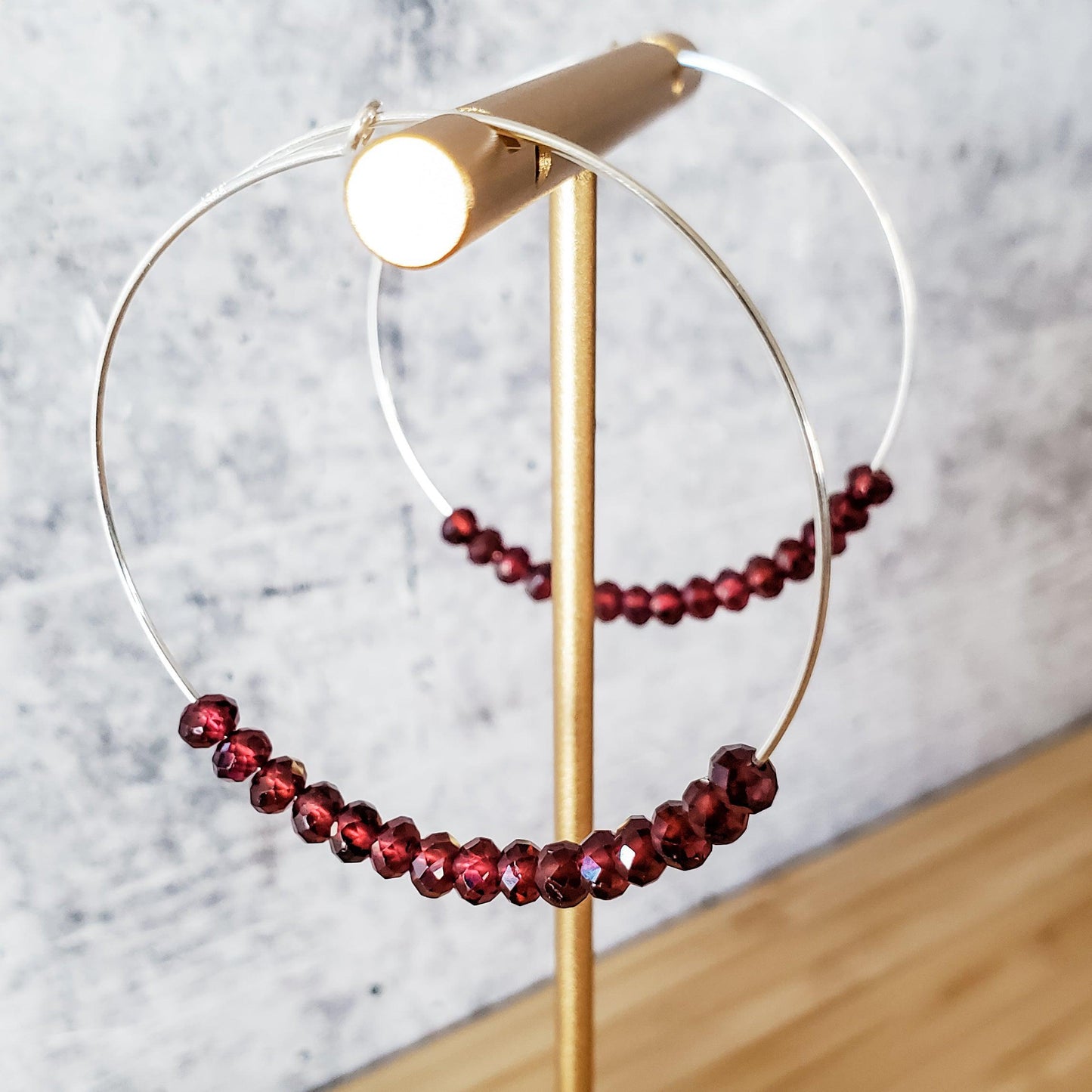 Red Garnet Beaded Hoops by Salt and Sparkle