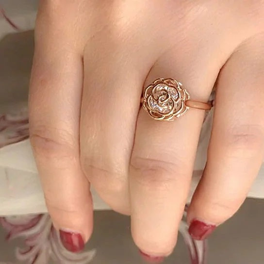 Rose Is A Rose Rings 18kt Rose Crystals In White Yellow And Rose Gold Plating by VistaShops