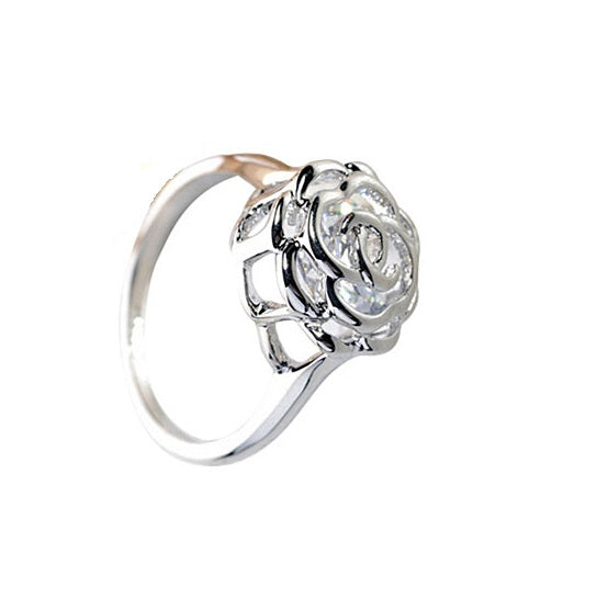 Rose Is A Rose Rings 18kt Rose Crystals In White Yellow And Rose Gold Plating by VistaShops