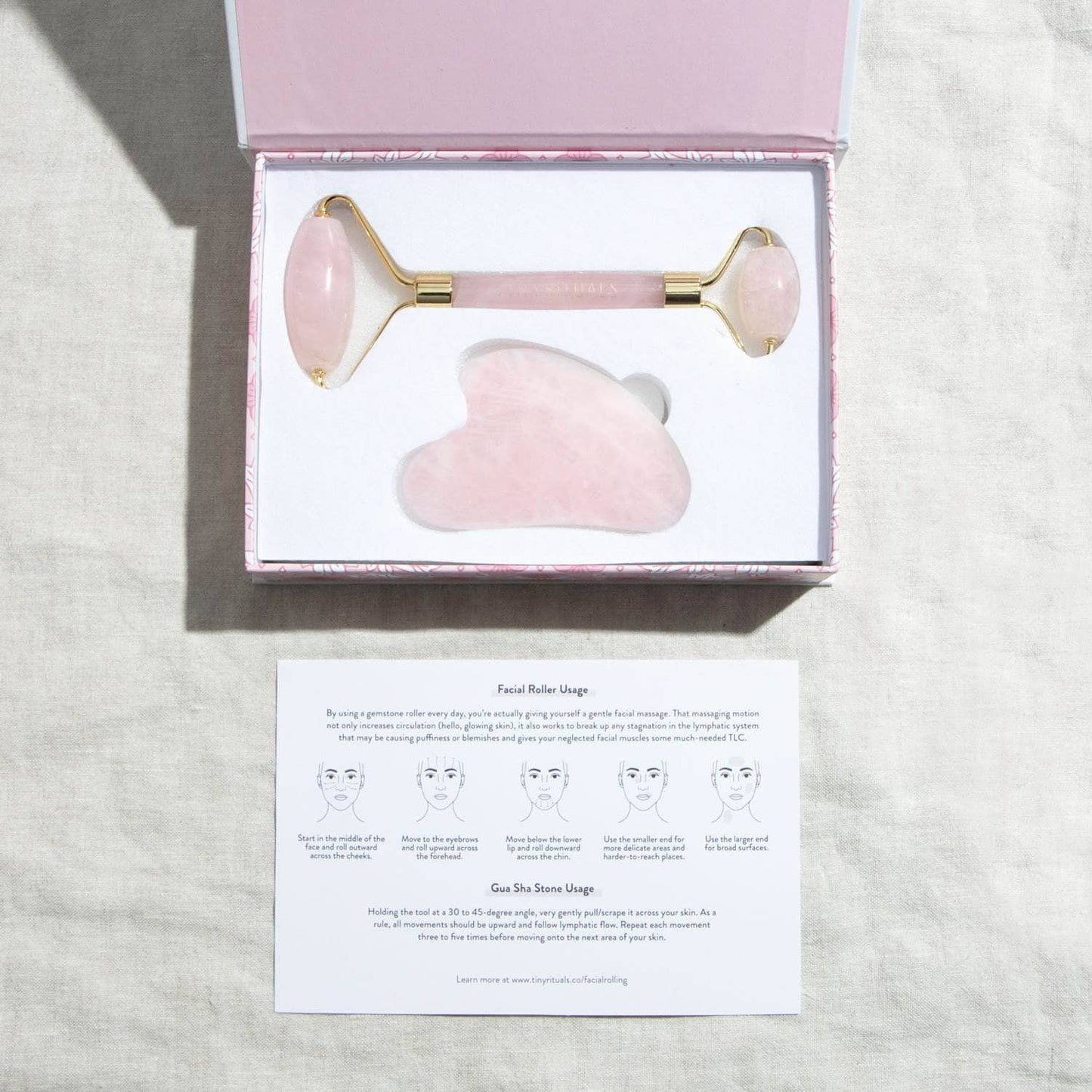 Crystal Facial Roller & Gua Sha Stone Kit by Tiny Rituals