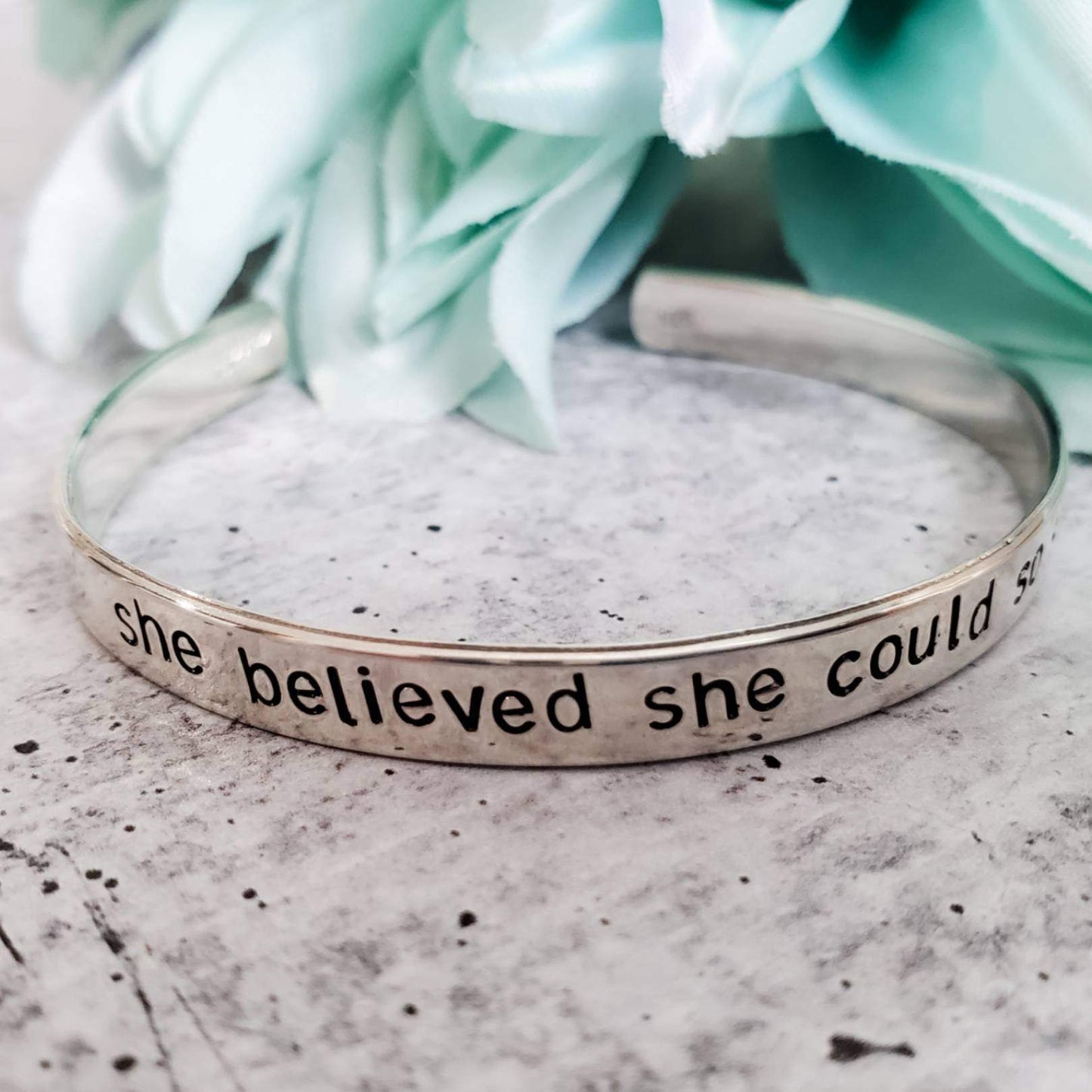 SHE BELIEVED SHE COULD SO SHE DID Stacking Cuff Bracelet by Salt and Sparkle