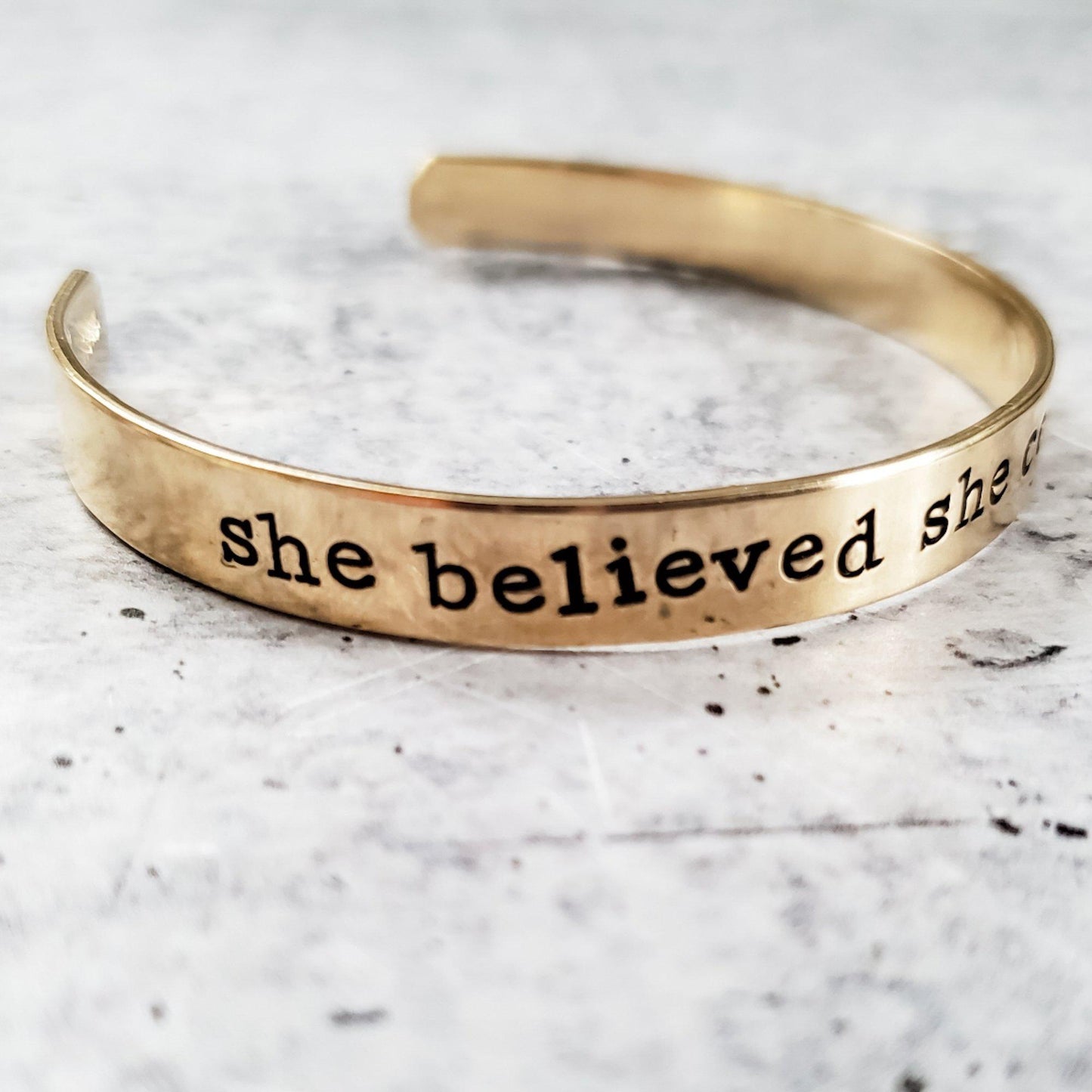 SHE BELIEVED SHE COULD SO SHE DID Stacking Cuff Bracelet by Salt and Sparkle