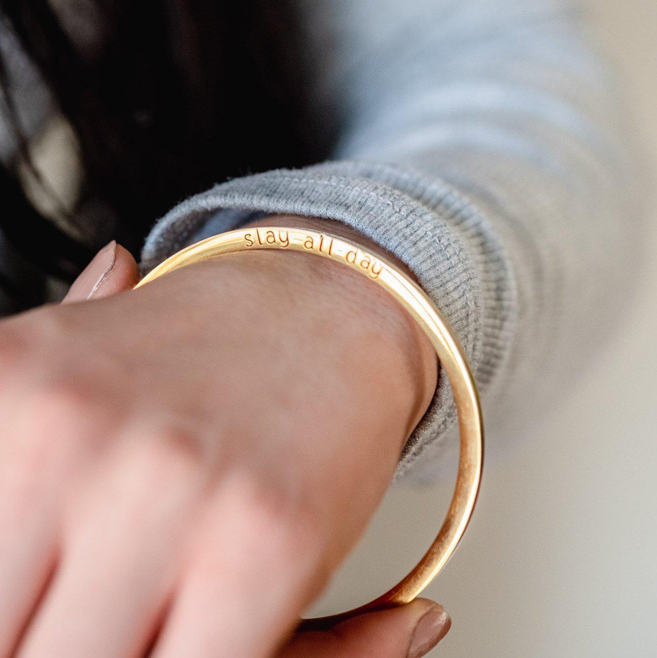 SLAY ALL DAY Stacking Bangle Bracelet by Salt and Sparkle