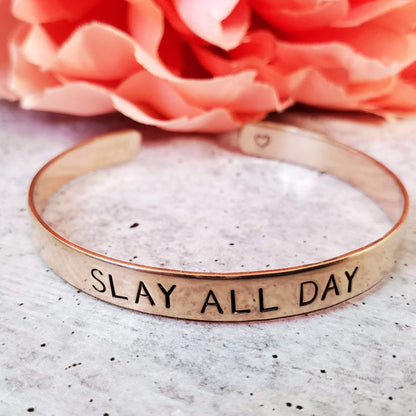 SLAY ALL DAY Stacking Cuff Bracelet by Salt and Sparkle