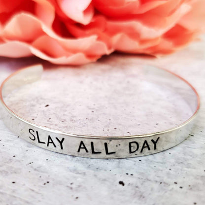 SLAY ALL DAY Stacking Cuff Bracelet by Salt and Sparkle