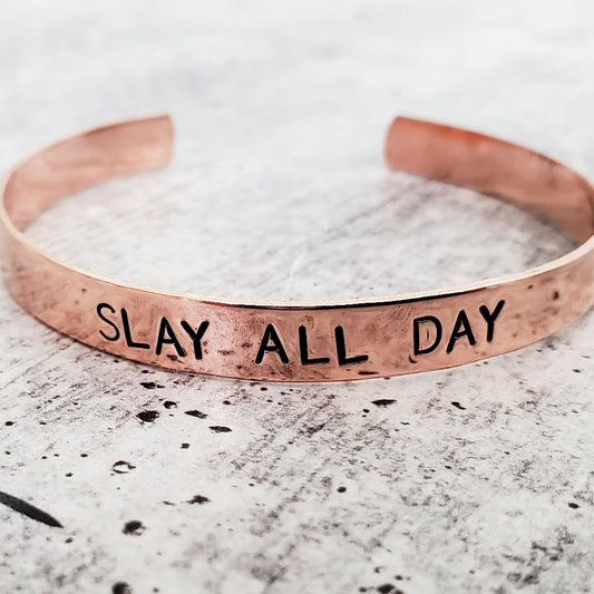 SLAY ALL DAY Stacking Cuff Bracelet by Salt and Sparkle