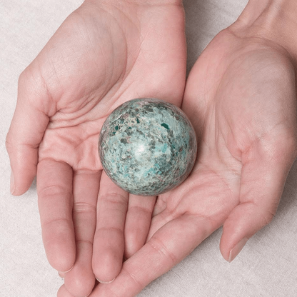 Chrysocolla Sphere with Tripod by Tiny Rituals