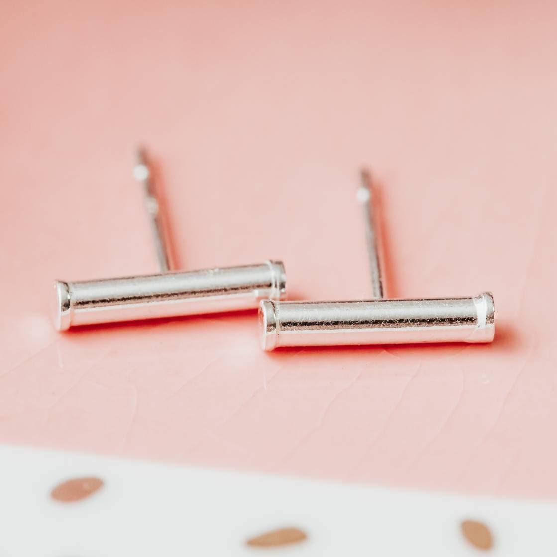 Silver Bar Stud Earrings by Salt and Sparkle