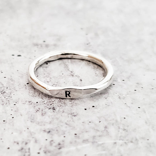 Silver Initial Stacking Ring by Salt and Sparkle