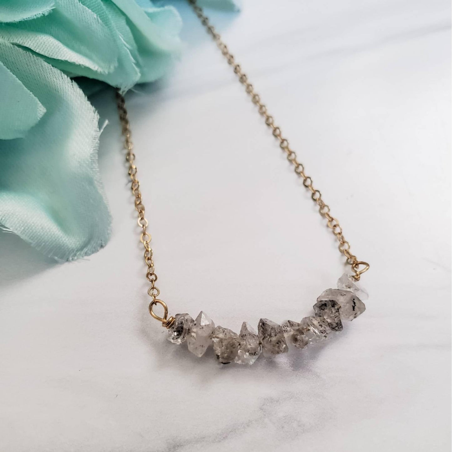 Smokey Herkimer Diamond Bar Necklace by Salt and Sparkle