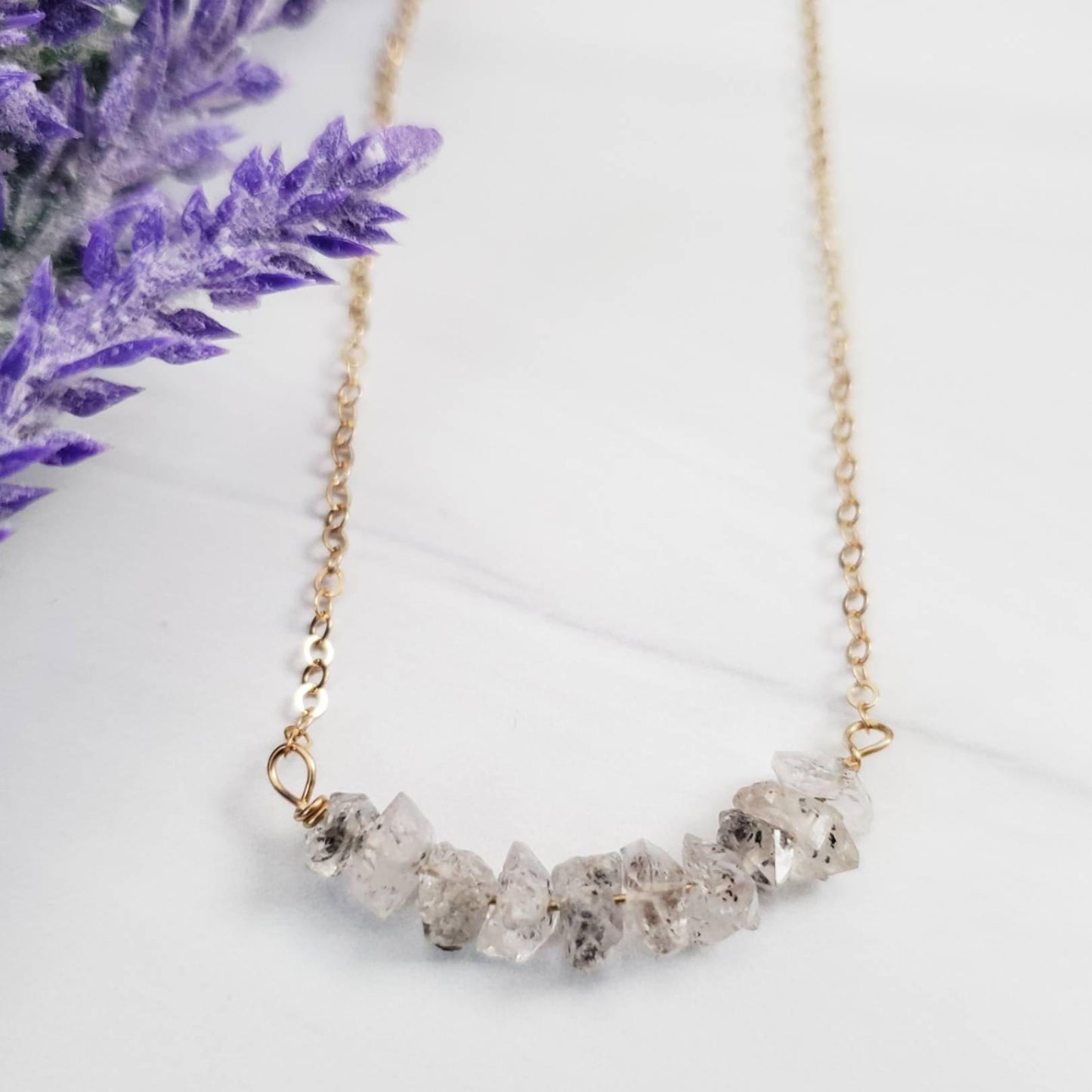 Smokey Herkimer Diamond Bar Necklace by Salt and Sparkle