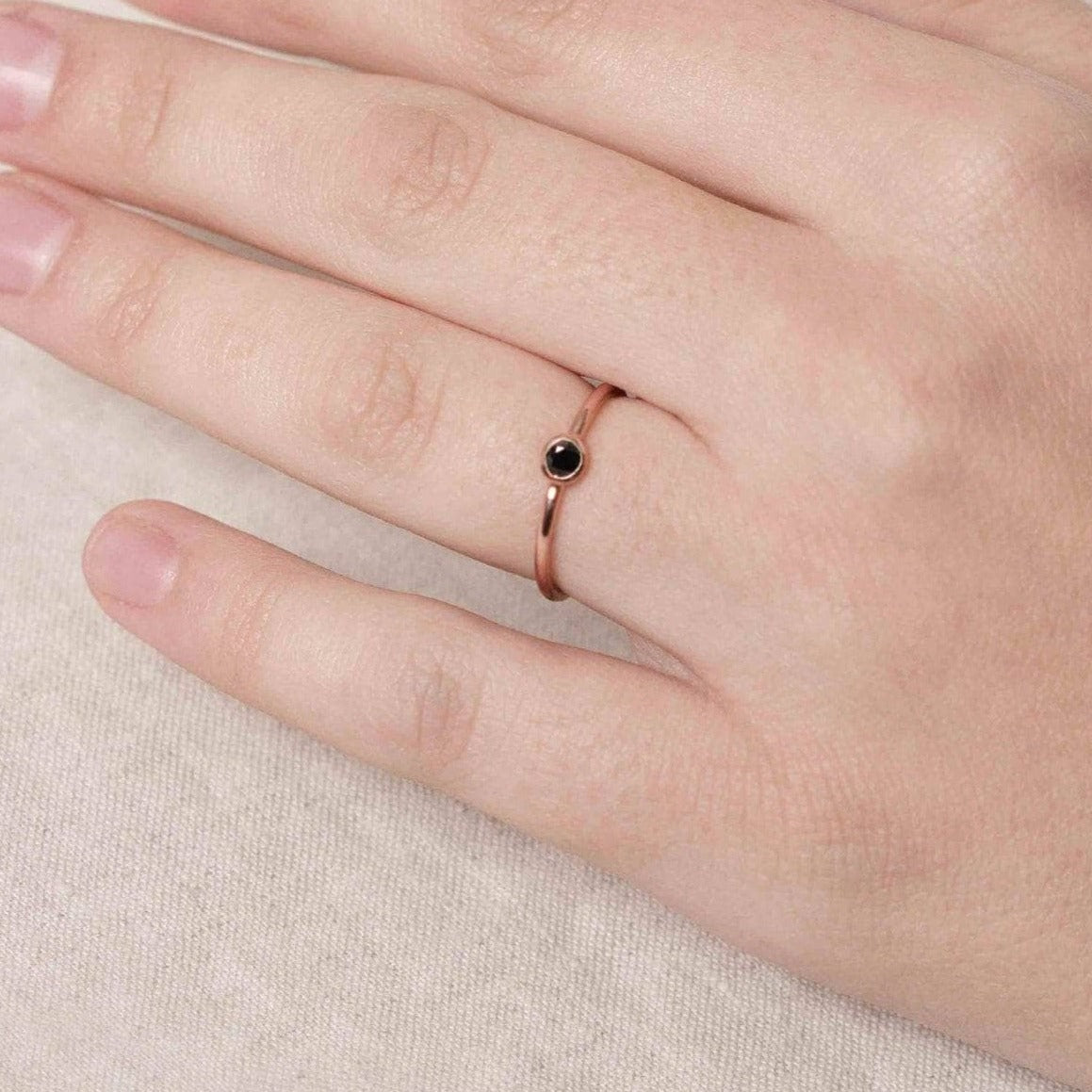 Black Tourmaline Silver, Gold or Rose Gold Ring by Tiny Rituals