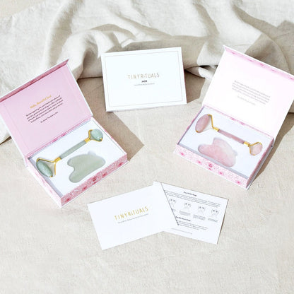 Crystal Facial Roller & Gua Sha Stone Kit by Tiny Rituals