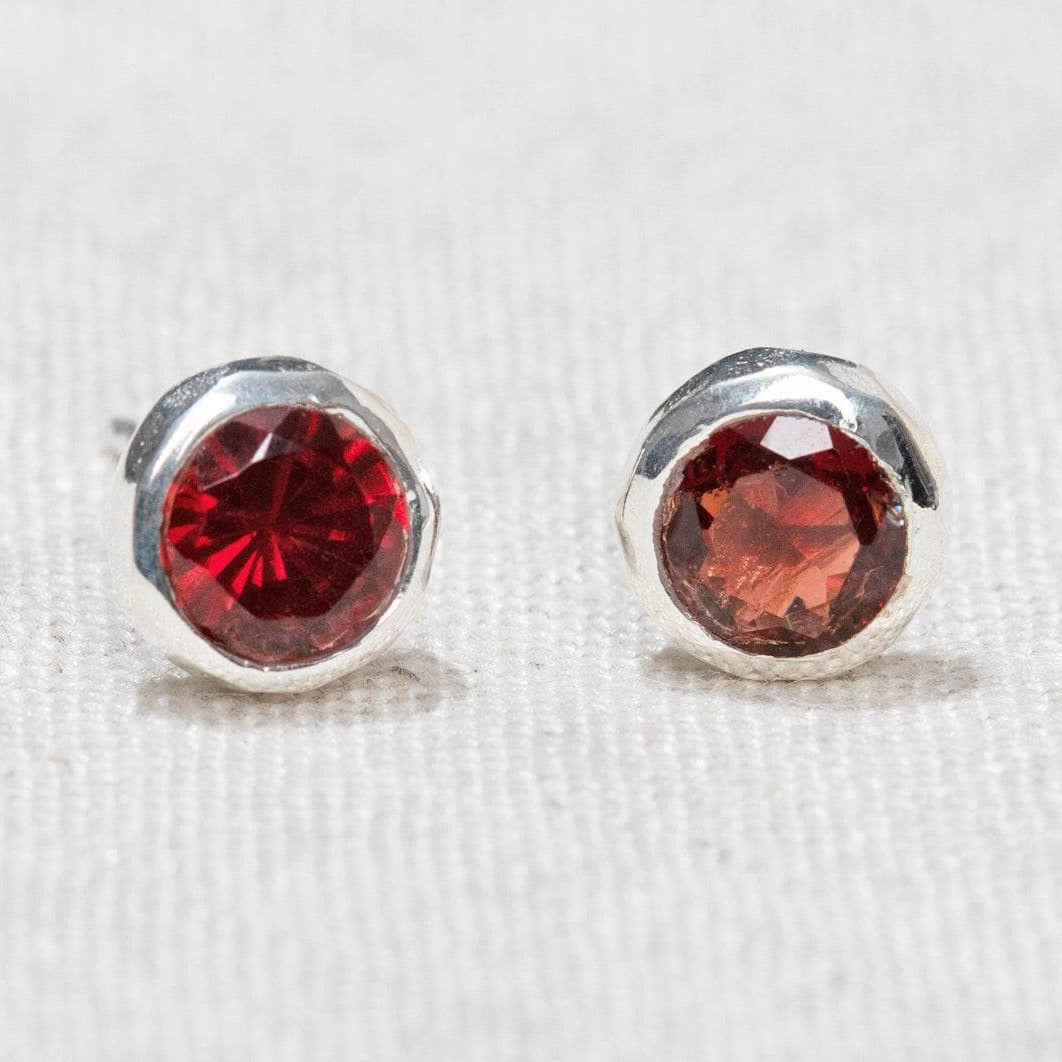 Garnet Silver or Gold Stud Earrings by Tiny Rituals