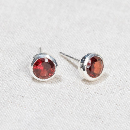 Garnet Silver or Gold Stud Earrings by Tiny Rituals