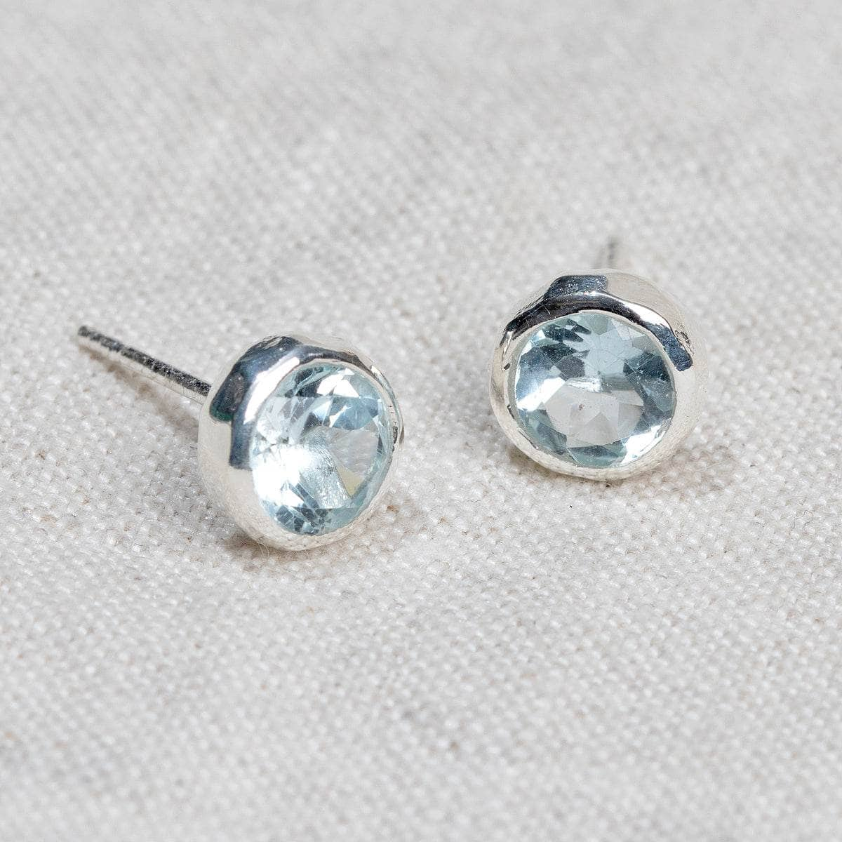 Blue Topaz Silver or Gold Stud Earrings by Tiny Rituals