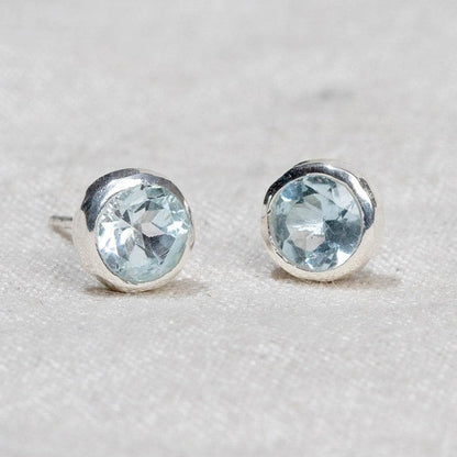 Blue Topaz Silver or Gold Stud Earrings by Tiny Rituals