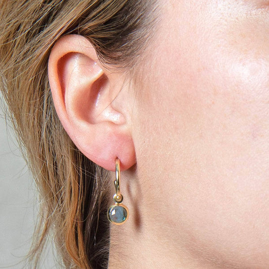 Labradorite Golden Hoop Earrings by Tiny Rituals