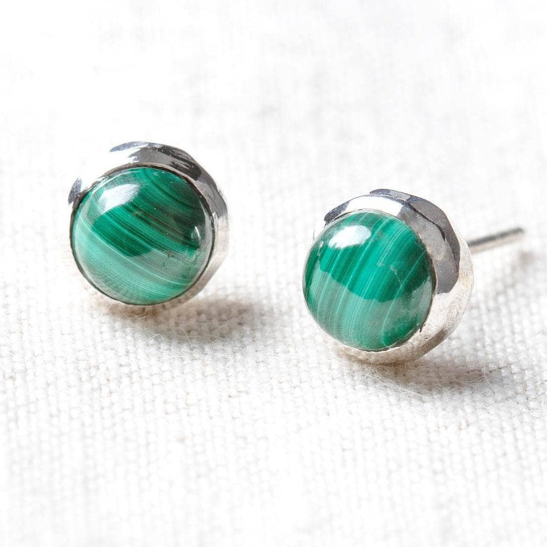 Genuine Malachite Silver or Gold Stud Earrings by Tiny Rituals