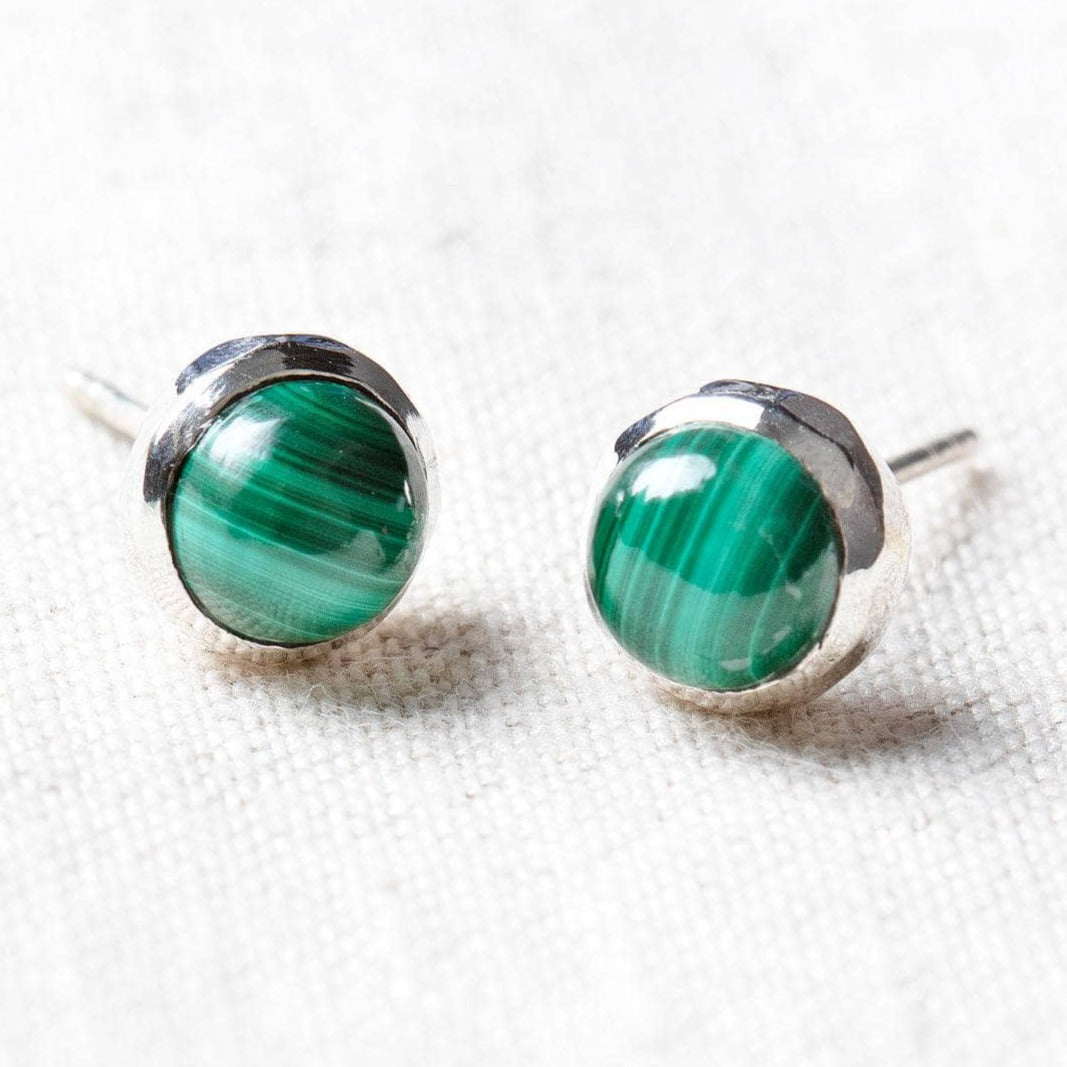 Genuine Malachite Silver or Gold Stud Earrings by Tiny Rituals