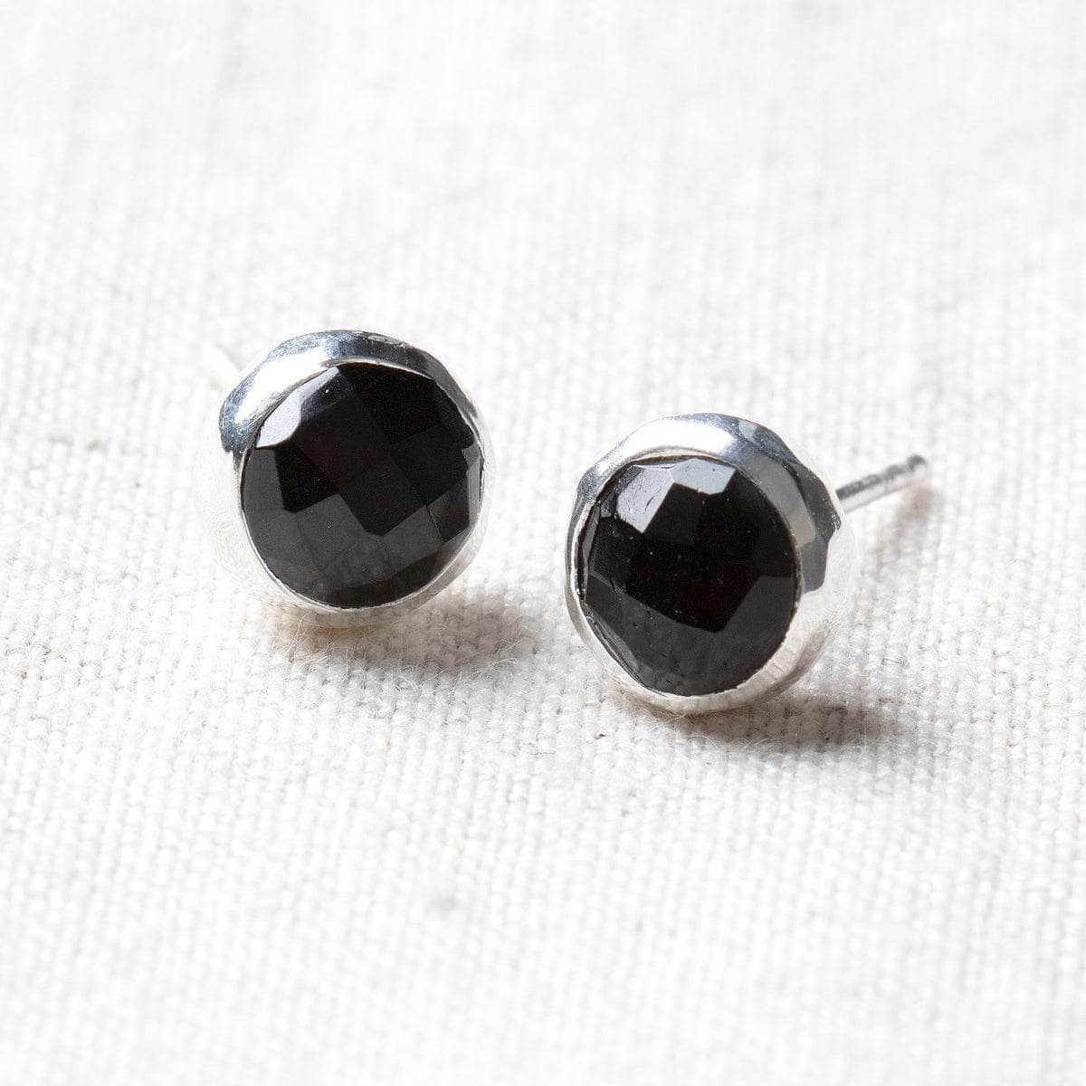 Black Tourmaline Silver or Gold Stud Earrings by Tiny Rituals