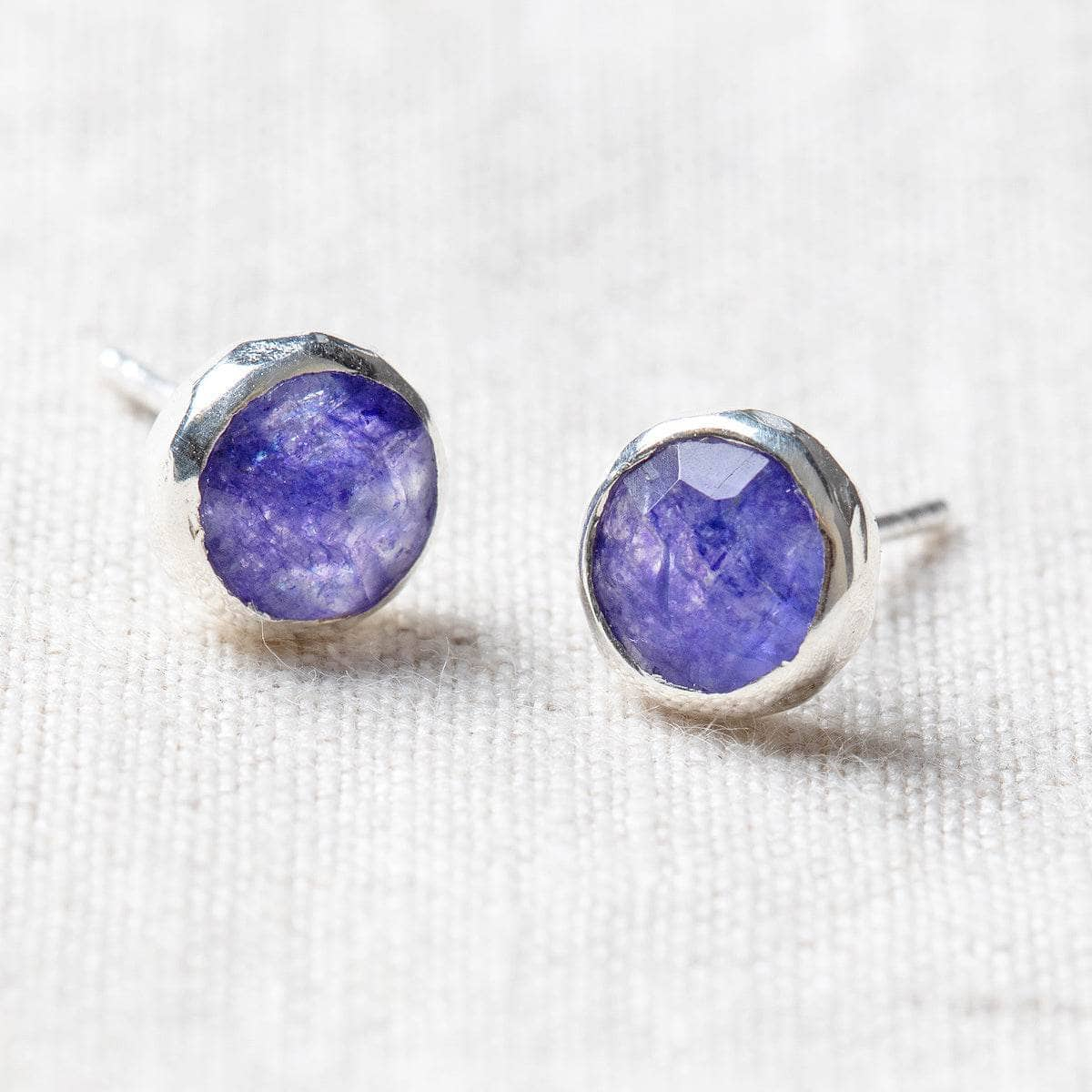 Blue Sapphire Silver or Gold Stud Earrings by Tiny Rituals